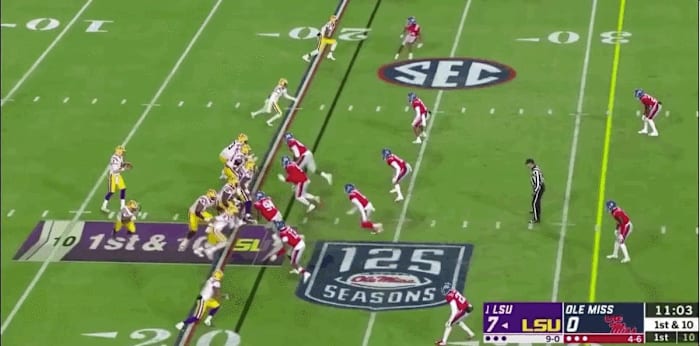 Jefferson's yards after the catch ability is on display here. Turns a small gain into a first down. Nice move here and there is more where that came from.